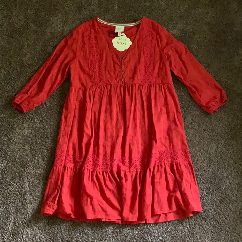 NEW Knox Rose Red Tiered Skirt Dress